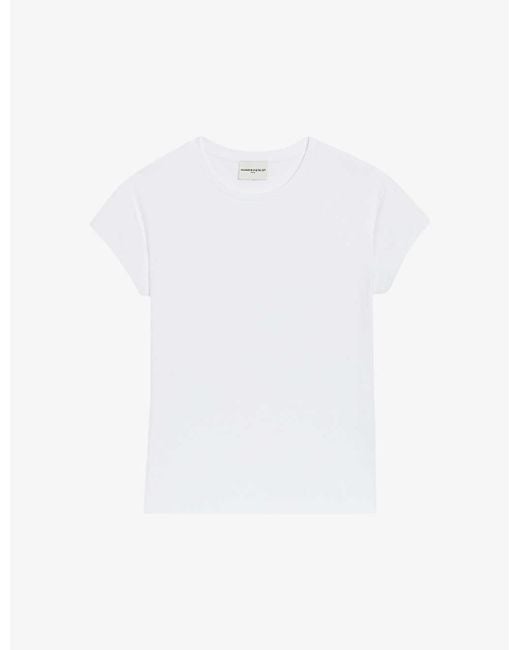 Claudie Pierlot White Round-neck Short-sleeved Cotton T-shirt