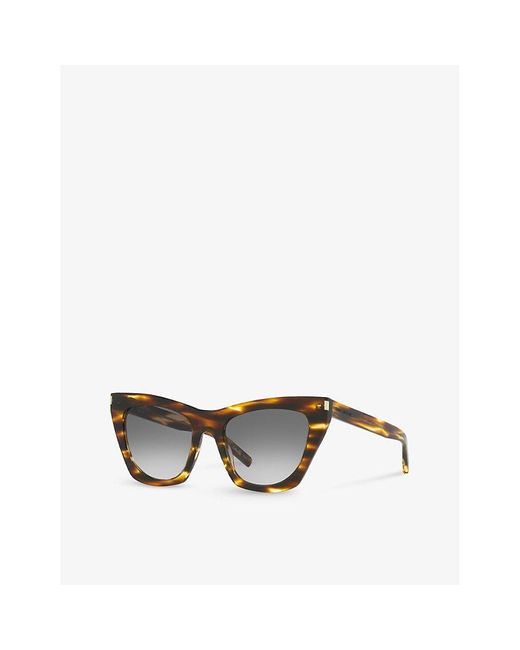 Saint Laurent Gray Sl214 Kate Cat-eye-frame Acetate Sunglasses