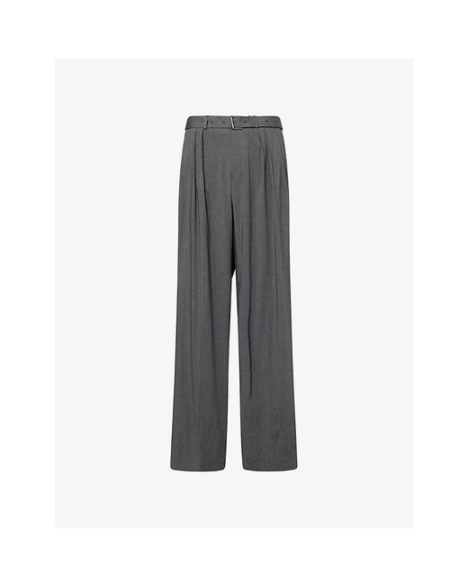 Dries Van Noten Gray Preaches Wide-Leg Linen-Blend Trousers for men