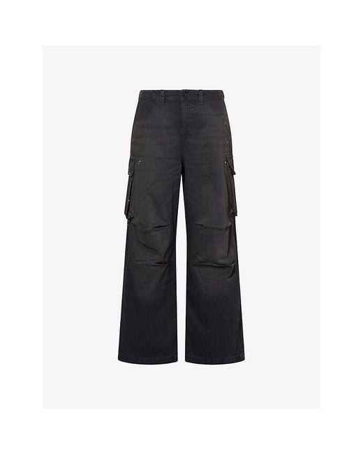 Our Legacy Black Mount Wide-Leg Cotton Cargo Trousers for men