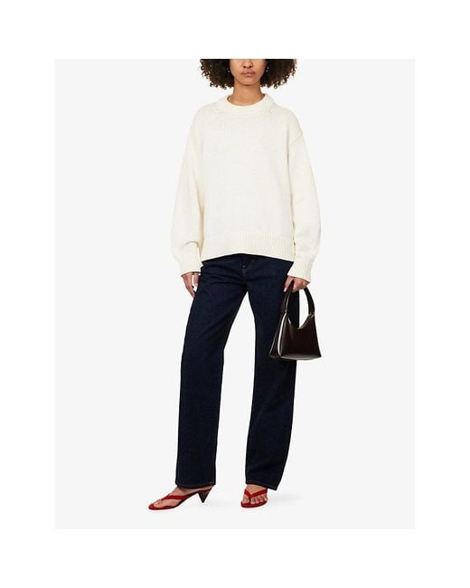 Reformation White Cove Crew-Neck Cotton Knit-Jumper