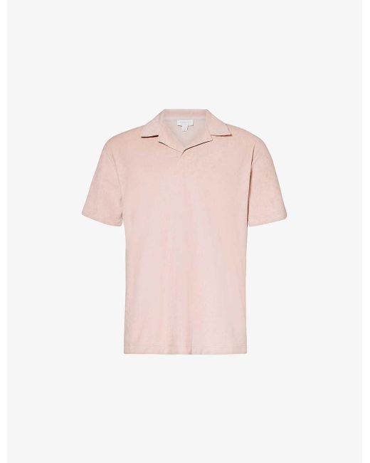Sunspel Pink Regular-fit Short-sleeve Towelling Cotton Polo Shirt for men