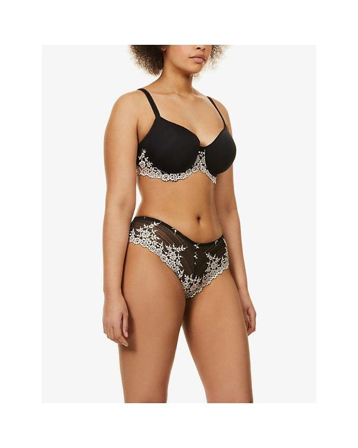 Wacoal Black Embrace Lace Jersey And Stretch-Lace Contour Bra