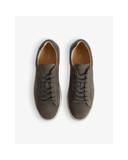 Reiss Gray Finley Logo-embossed Leather Low-top Trainers for men