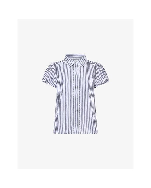 ME+EM Blue Striped Cheesecloth Cotton Blouse
