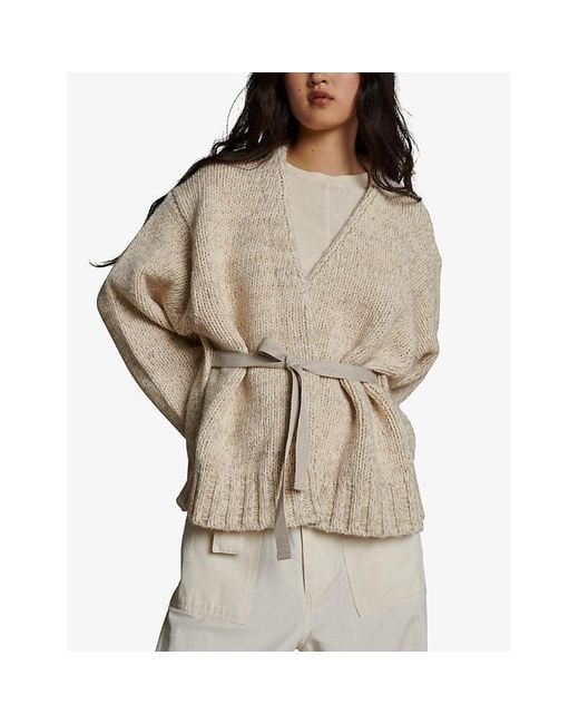 Soeur Natural Astral Belted-waist Knitted Cardigan