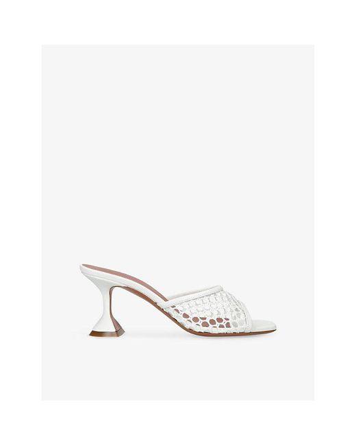 AMINA MUADDI White Lupita 70 Heeled Mesh Mules