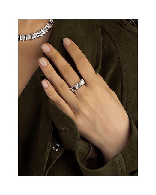 Apm Monaco White Up And Down Sterling- And Cubic Zirconia Ring