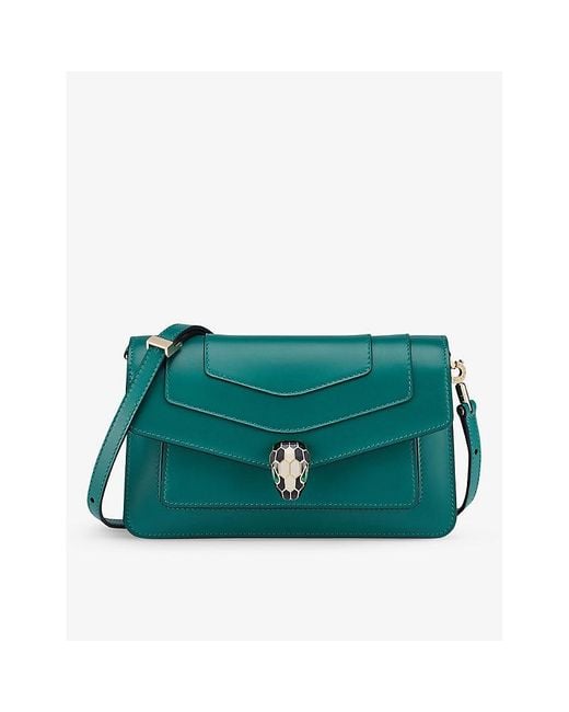 BVLGARI Green Serpenti Forever Leather Cross-Body Bag