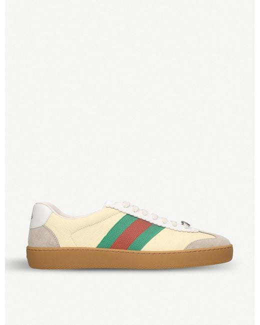 Gucci Yellow G74 Leather Sneaker With Web