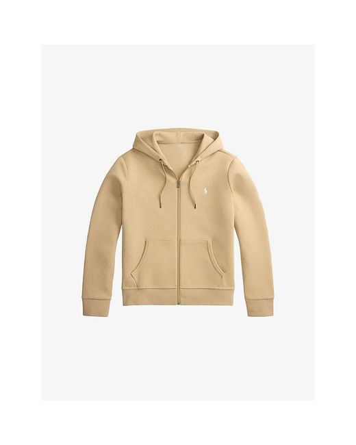 Polo Ralph Lauren Natural Logo-Embroidered Zip-Up Cotton-Blend Hoody for men