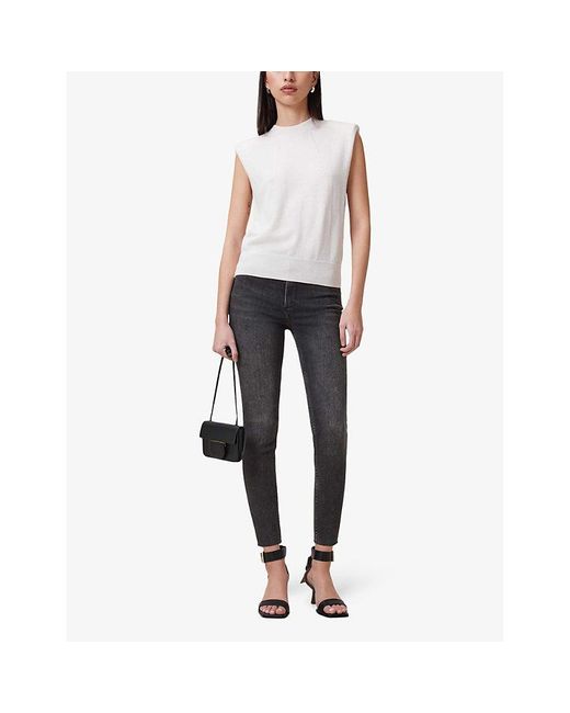 AllSaints Black Miller Pushup Skinny-Leg High-Rise Cotton-Blend Stretch-Denim Jeans