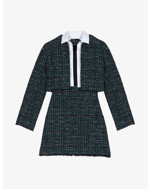 Maje Blue Rizelda Three-in-one Woven Mini Dress