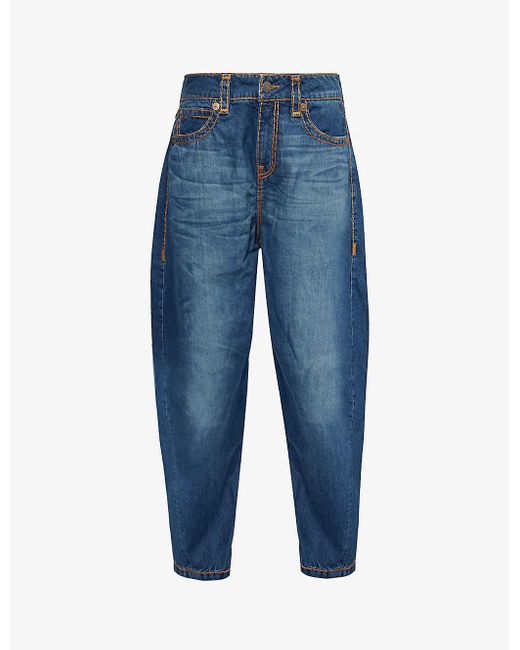True Religion Blue X Sebastien Ami Warped Joey Regular-fit Barrel-leg Stretch-denim Jeans for men
