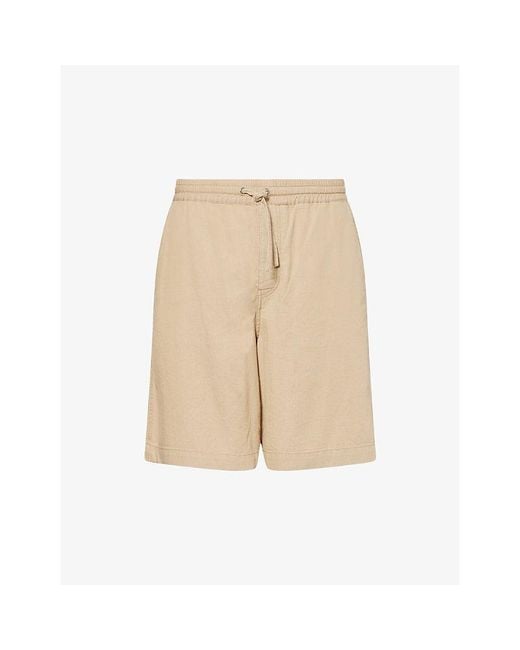 Loewe Natural Anagram-Embroidered Cotton Shorts for men