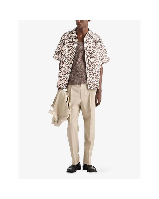 Prada Brown Scoop-Neck Knitted Cotton Tank Top for men
