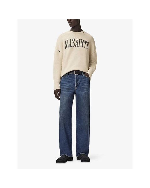 AllSaints Natural Crossed Branded Cotton-Knit Jumper for men