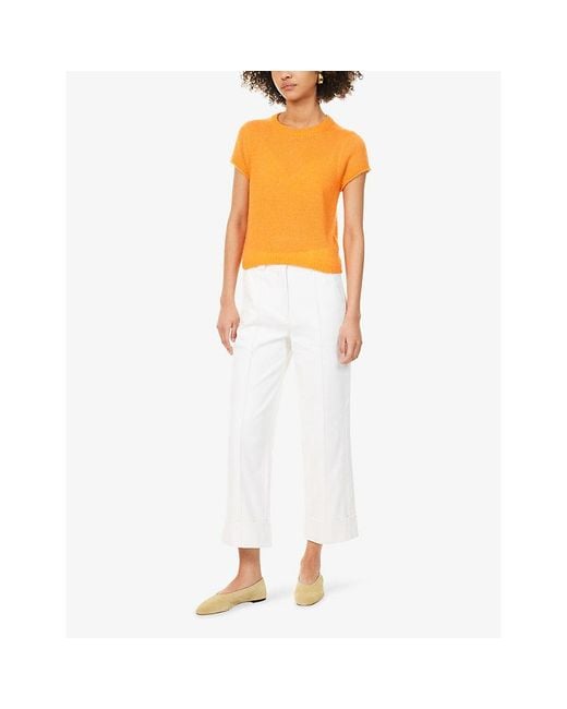 ME+EM White Straight-Crop Stretch Twill Cotton Trousers
