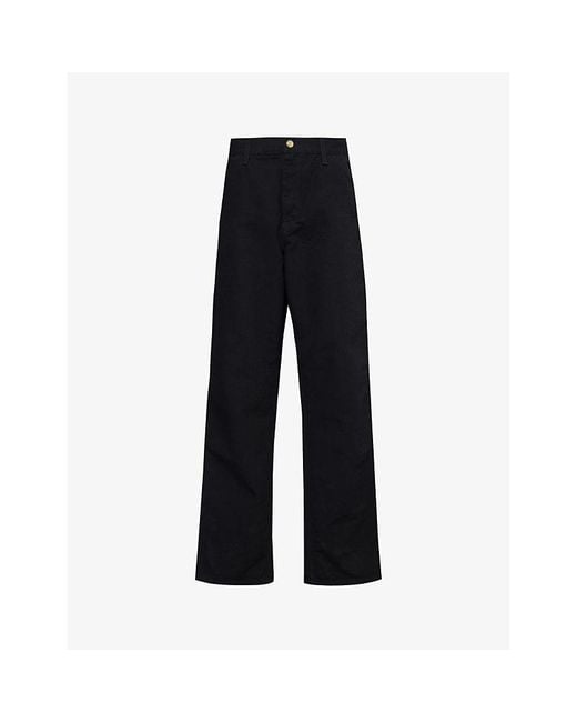 Carhartt Black Single Knee Straight-Leg Relaxed-Fit Cotton Trousers for men