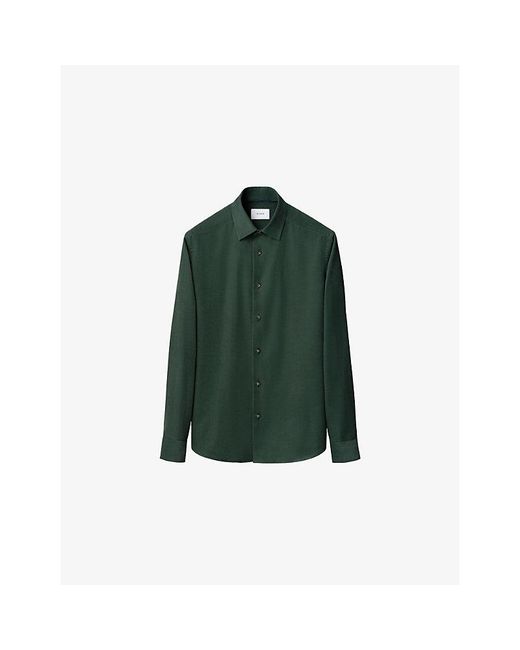 Eton of Sweden Green Solid Corduroy Casual-Fit Cotton Shirt for men