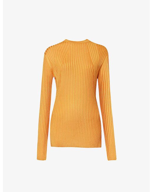 Jil Sander Orange Ribbed Slim-fit Knitted Top