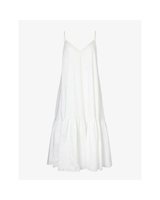 Anine Bing White Averie Sleeveless Cotton-poplin Midi Dress