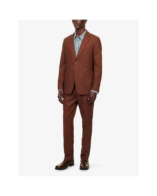 Percival Brown Tailored Single-Breasted Linen And Cotton-Blend Blazer for men