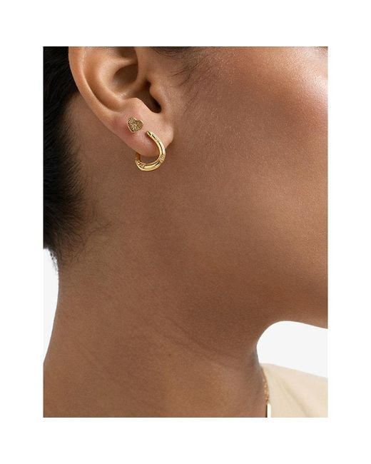 Astley Clarke Metallic Biography Horseshoe Twist 18Ct- Plated Sterling- And Sapphire Hoop Earrings