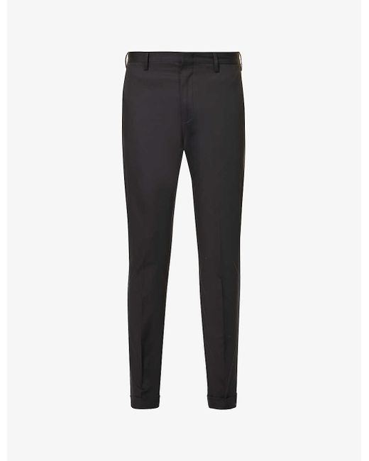 Paul Smith Black Slim-fit Tapered-leg Cotton-blend Trousers for men