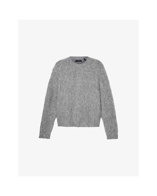 AllSaints Gray Coby Relaxed-Fit Wool-Blend Jumper for men