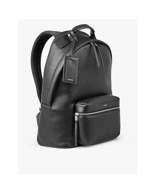 Sandro Black Padded Shoulder-Strap Coated-Canvas Backpack for men