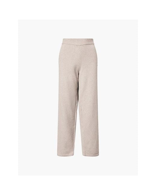 Ru & Rocka Natural Oversized Brand-Embroidered Knitted Jogging Bottoms
