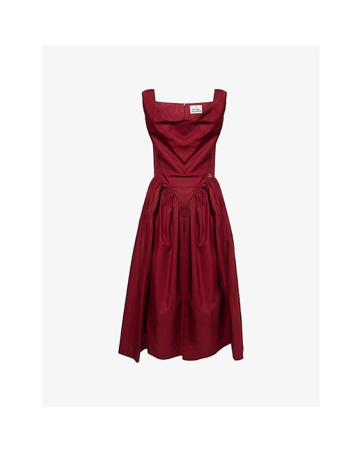 vivienne westwood gathered cotton poplin midi dress Vivienne Westwood Gathered Cotton Poplin Midi Dress in Black
