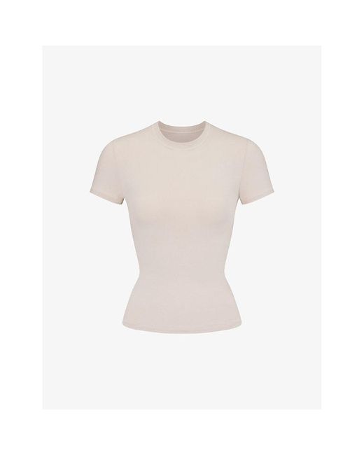 Skims Natural Short-sleeved Slim-fit Stretch-cotton T-shirt