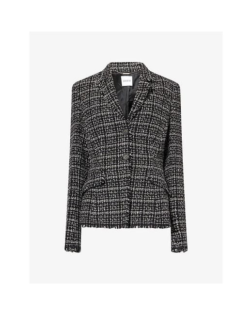 Erdem Black Fitted Single-Breasted Tweed Blazer