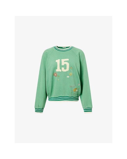 Mother Green Fifteenth The Big Sport Embroidered Cotton Sweatshirt