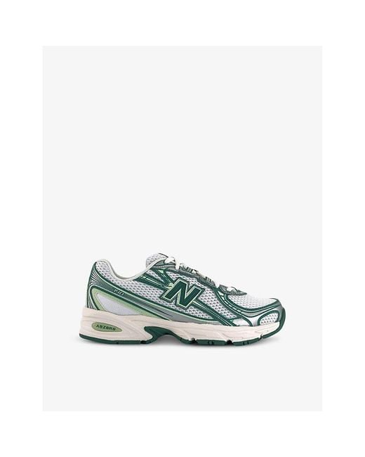 New Balance Green 740 V2 Logo-Embroidered Mesh Low-Top Trainers