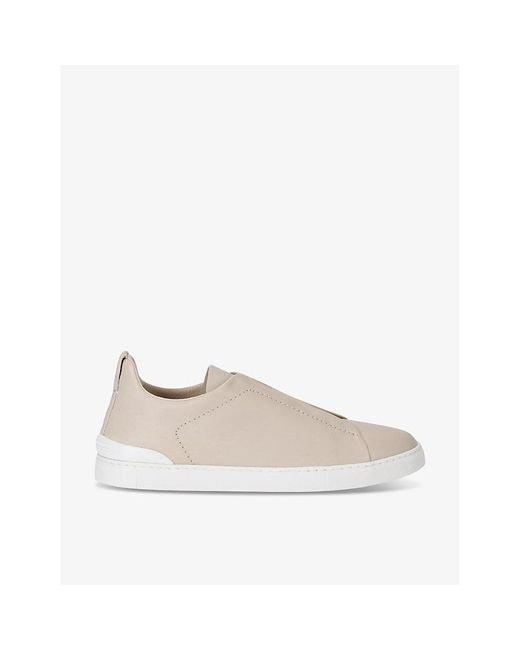 Zegna Natural X3 Stitch Secondskin Cashmere Leather Low-Top Trainers for men