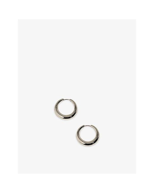 Astrid & Miyu Metallic Dome Xl Rhodium Plated Sterling- Hoop Earrings