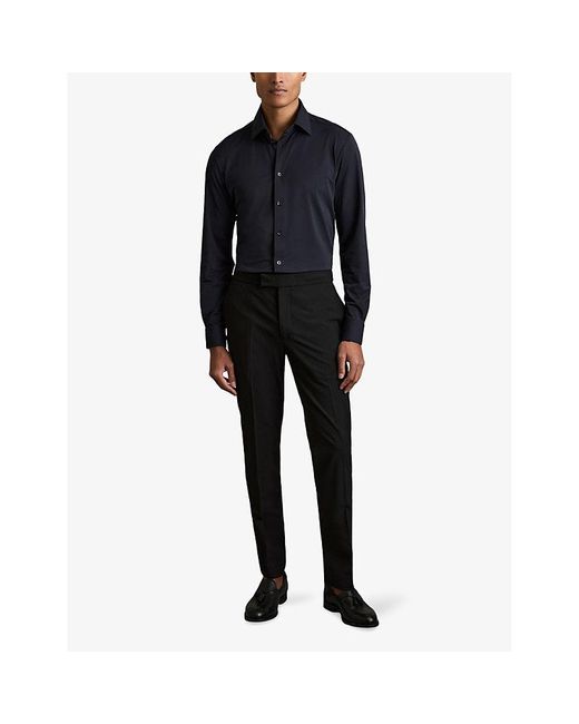 Reiss Blue Voyager Long-Sleeved Stretch-Woven Shirt for men