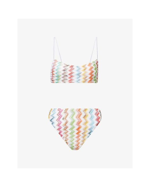 Missoni White Zig-Zag Pattern Bikini Set