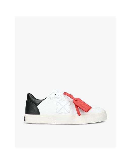 Off-White c/o Virgil Abloh Red Vulcanized Brand-embossed Leather Low-top Trainers for men