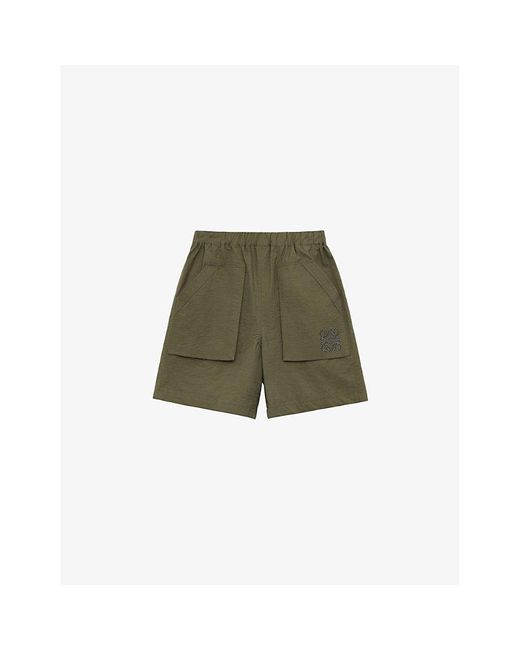Loewe Green X Paula's Ibiza Anagram Patch-pocket Woven Shorts