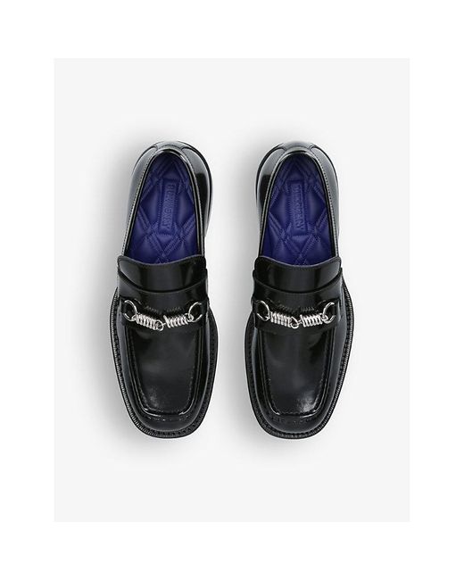 Burberry Black Barbed Wire-embellished Leather Loafers for men