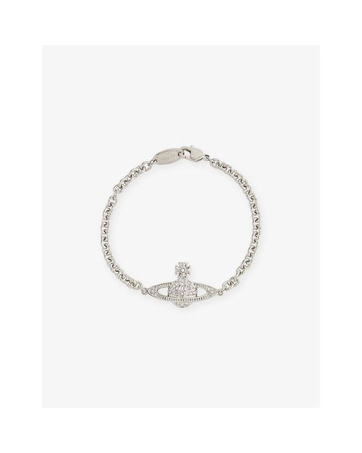 Vivienne Westwood White Mini Bas Relief Chain-Tone Plated Brass Bracelet for men