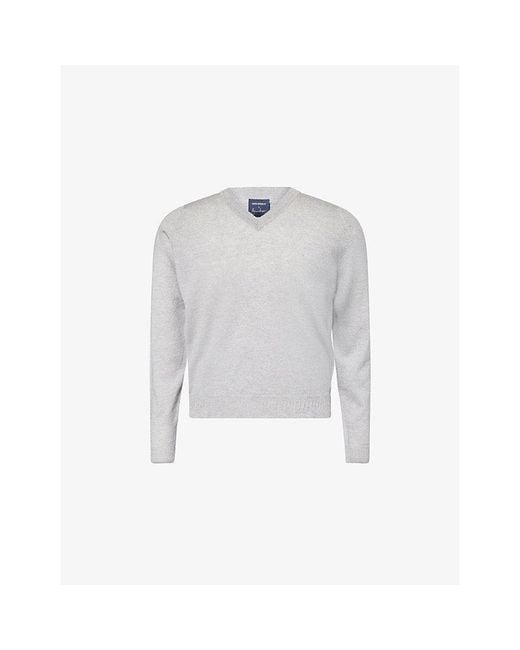 John Smedley Gray X Bill Nighy V-Neck Merino Wool Jumper for men