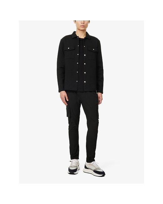 Arne Black Utility Patch-Pocket Shell Cargo Jogging Bottoms for men