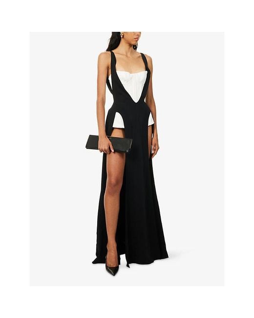 Mugler Black Corset Open Stretch-Woven Gown