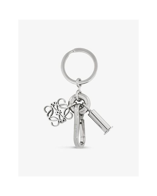 Loewe White Anagram-Tone Brass Keyring