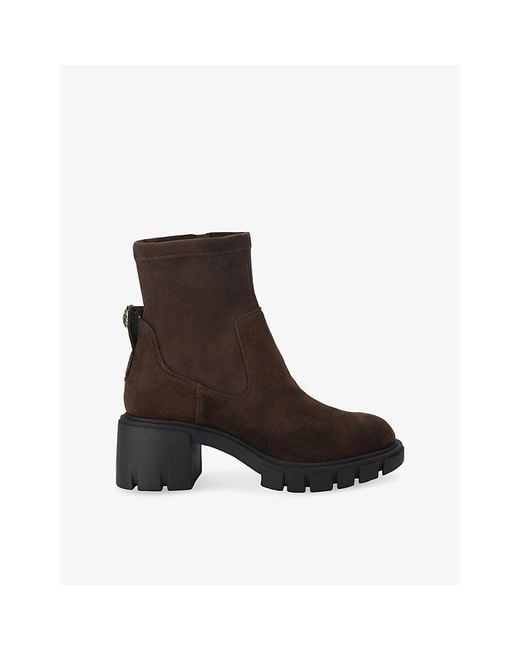 Kurt Geiger Brown Step Heeled Suede Ankle Boots